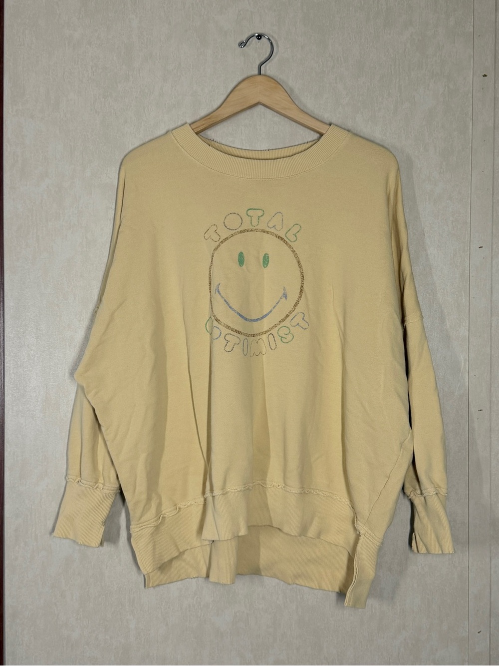 Aerie Women’s Crewneck Oversized Sweatshirt Total Optimist in Yellow M - Picture 3 of 12
